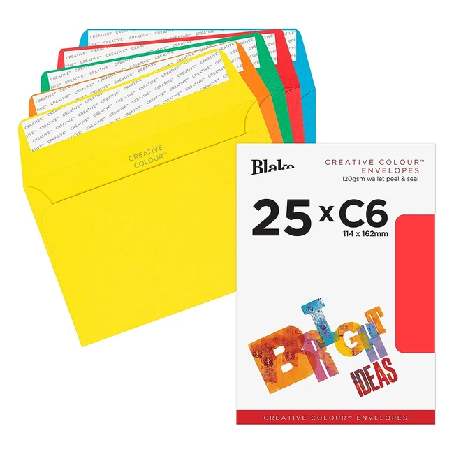 Blake Creative Colour C6 Envelopes - Assorted Bright Colors - Pack of 25