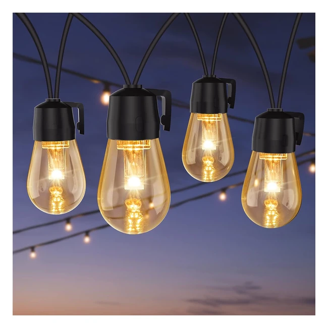 Guirlande Lumineuse LED 15 Ampoules Plastique 2700K Blanc Chaud 15m Extérieur