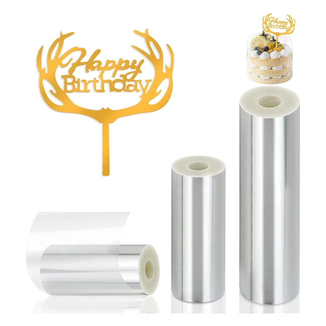 Lot de 3 rouleaux de film en actate transparent pour pâtisserie - 8cmx10cmx15cm