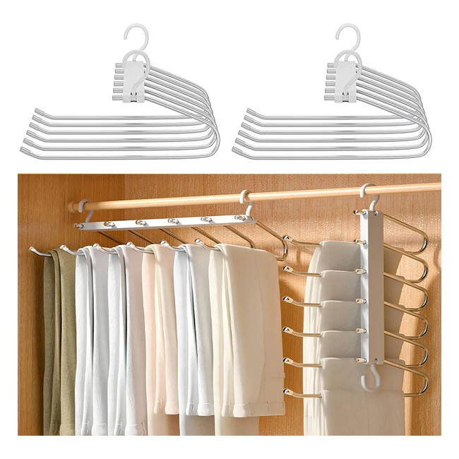 6 in 1 Grucce Pantaloni Antiscivolo - Risparmio Spazio Appendini Armadio