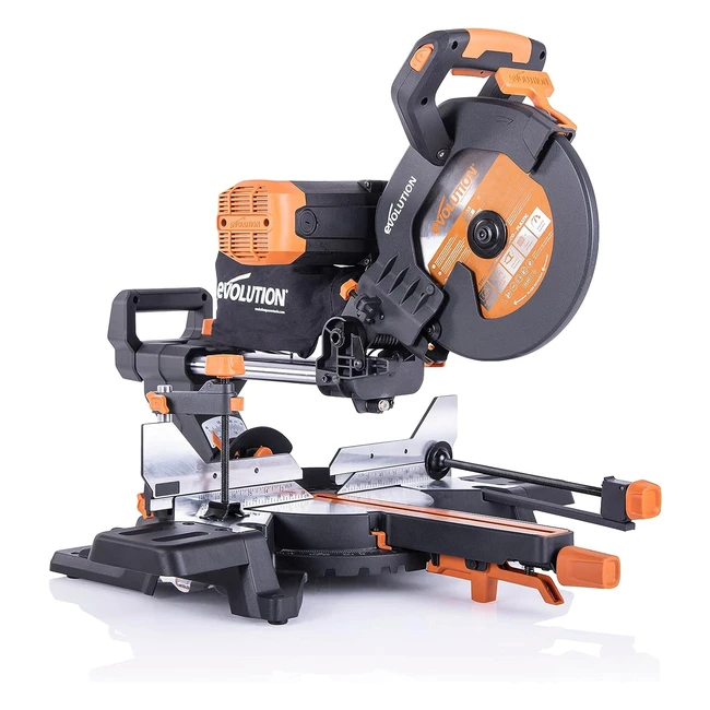 Evolution Power Tools R255SMSDB Double Bevel Sliding Mitre Saw - Multimaterial Cuts Metal, Wood, Plastic & More