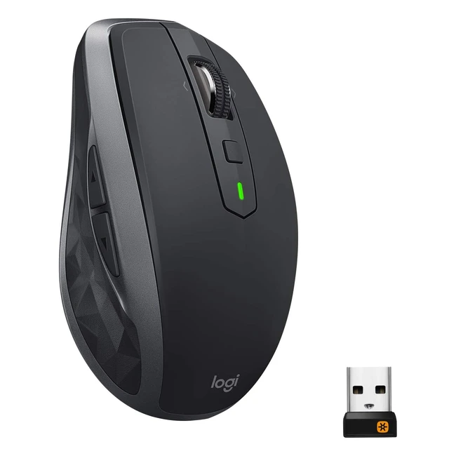 Logitech MX Anywhere 2S - Kabellose Maus mit Bluetooth und 2,4 GHz Verbindung über Unifying USB-Empfänger - 4000 dpi Sensor - Wiederaufladbarer Akku - Multigerät - 7 Tasten - PC/Mac/iPadOS - Graphitschwarz