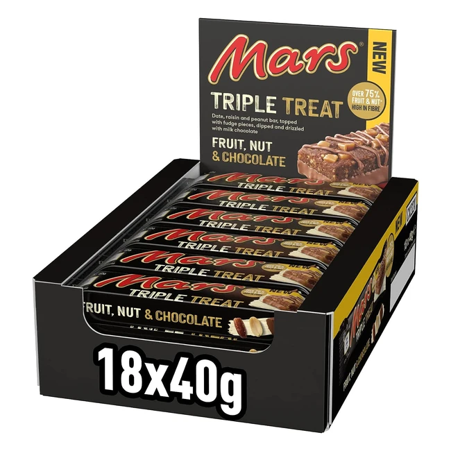 Mars Triple Treat Fruit Nut Chocolate Bars - Healthy Snacks - Bulk Chocolate - 18 x 40g