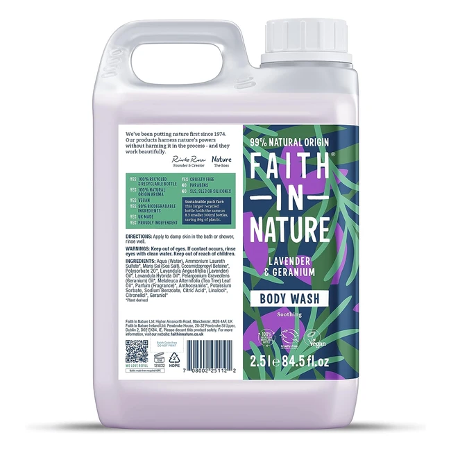 Faith in Nature Lavender Geranium Body Wash - Soothing, Vegan, Cruelty-Free, No SLS or Parabens