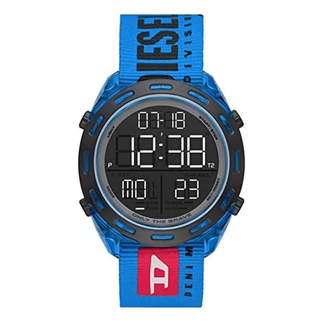Diesel Men's Crusher Digital Watch - 46mm Case, LCD Display, Water Resistant
