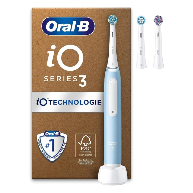 Oral-B IO Series 3 Light Elektrische Zahnbürste | 3 Aufsteckbürsten | 3 Putzmodi | Sensitiv Zahnpflege | Drucksensor | Timer | Designed by Braun | Light Blue