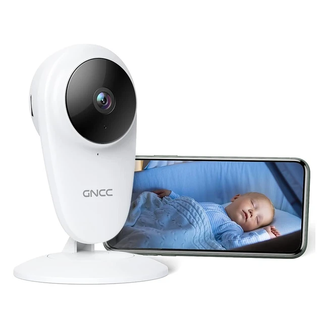 Caméra de surveillance intérieure WiFi GNCC, caméra IP WiFi sans fil 2.4GHz, 1080p, vision nocturne 12m, audio bidirectionnel