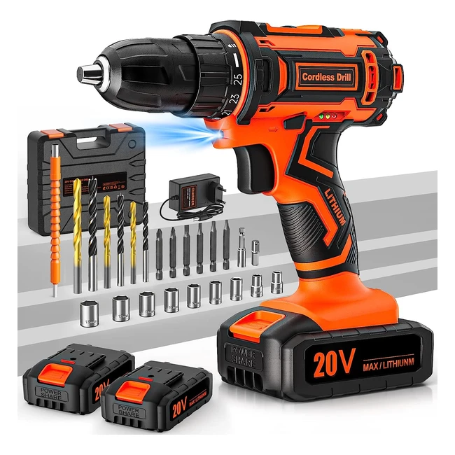 Perceuse visseuse sans fil 20V avec 2 batteries 20Ah - 42Nm - 251 réglages de couple