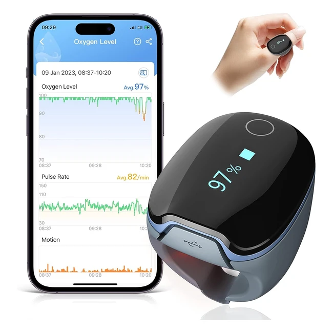 Monitor de Oxígeno Viatom Bluetooth - Medición de Saturación de Oxígeno y Frecuencia Cardíaca - App para Android e iOS