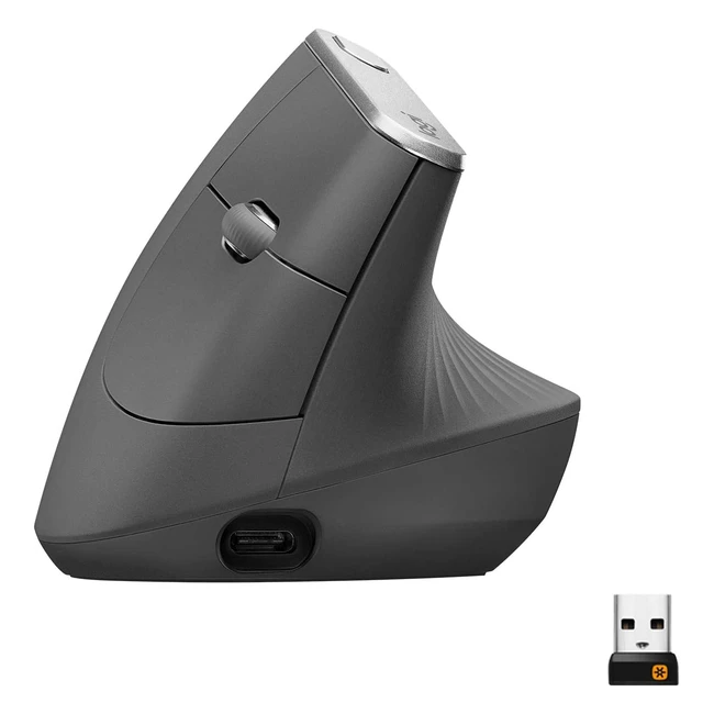 Logitech MX Vertical - Ergonomische kabellose Maus, Bluetooth und 2.4 GHz Verbindung, 4000 DPI Sensor, wiederaufladbarer Akku