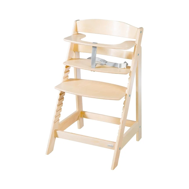 Roba Babyhochstuhl Sit Up Flex - Mitwachsender Hochstuhl aus Holz - Verstellbarer Kinderhochstuhl - Ab 6 Monaten bis 70 kg - Natur