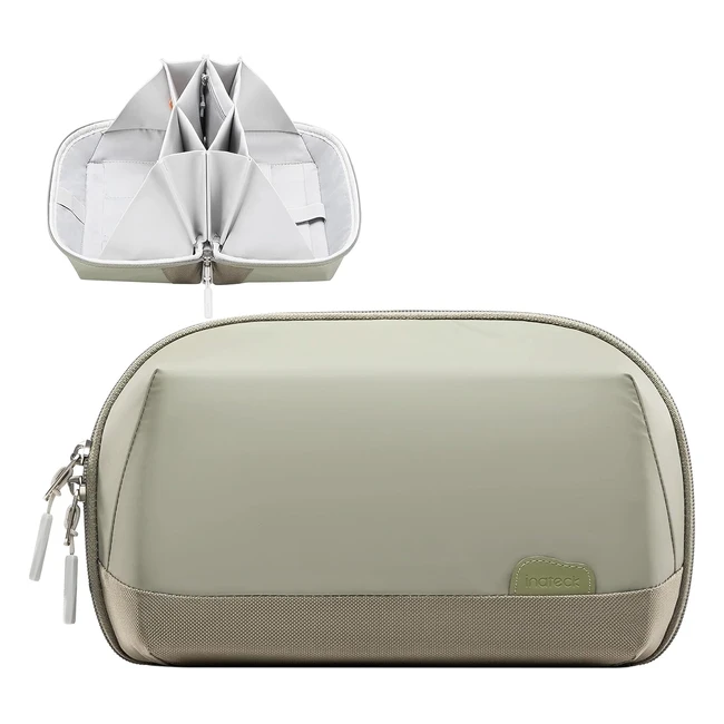 Sac de rangement Inateck pour câbles et accessoires électroniques avec poignée - Résistant aux éclaboussures - Étui de transport pour chargeur, câbles - Vert