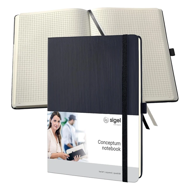 Premium Notebook Squared Tablet Format Hardcover Black - Sigel CO117
