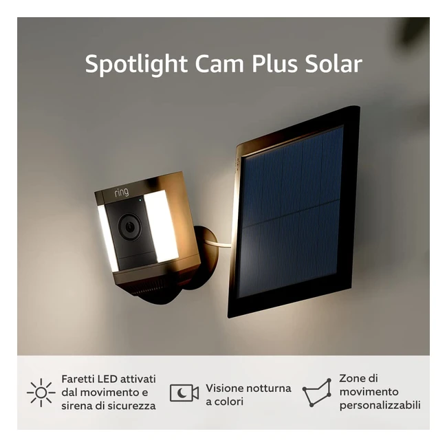 Ring Spotlight Cam Plus Solar - Videocamera di Sicurezza Esterna HD 1080p