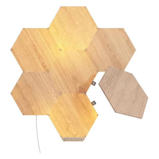 Kit inicio Nanoleaf Elements 7 hexágonos LED efecto madera