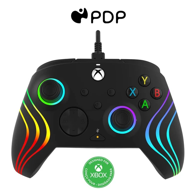 Controlador con cable PDP Afterglow XBX Wave para Xbox Series XS y Xbox One - Licencia oficial