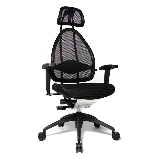 Topstar Open Art 2010 OPA0TB900 Bürostuhl mit Armlehnen, schwarzer Sitz, Rückenlehne und Kopfstütze