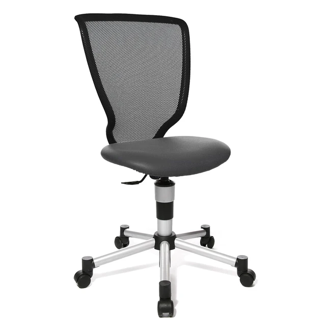 Topstar 71487 S01 Kinder-Drehstuhl, ergonomischer Sitz, atmungsaktiver Netzrücken, stabile Stahlbasis, grüner Lederlook-Bezug