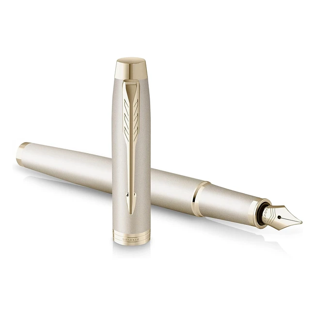 Parker IM Monochrome Fountain Pen - Champagne Finish - Fine Point - Blue Ink