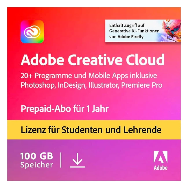 Adobe Creative Cloud Alle Apps Student und Teacher 1 Jahr PCMac Download