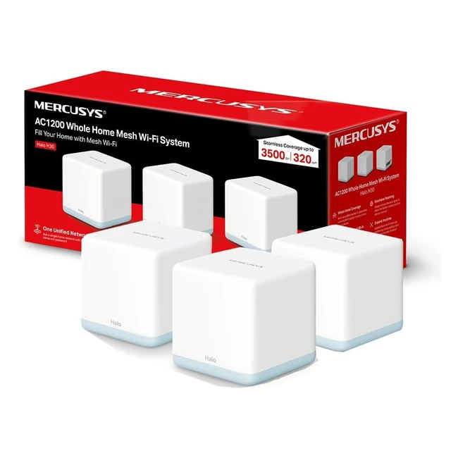 Mercusys AC1200 Whole Home Mesh WiFi System - Coverage up to 3500 ft - Connect over 100 Devices - Dual Band WiFi - Easy App Control