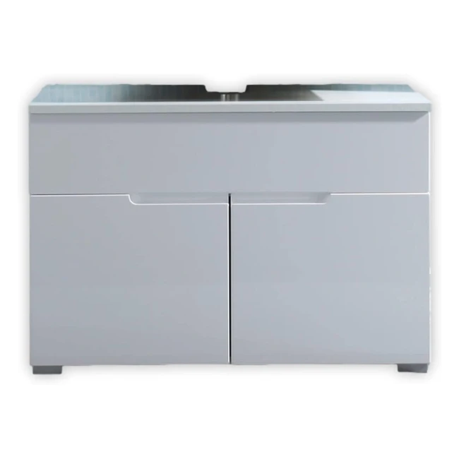Stella Trading Spice Badezimmer Waschbeckenunterschrank in Weiß Hochglanz - Viel Stauraum - 80 x 54 x 46 cm BHT