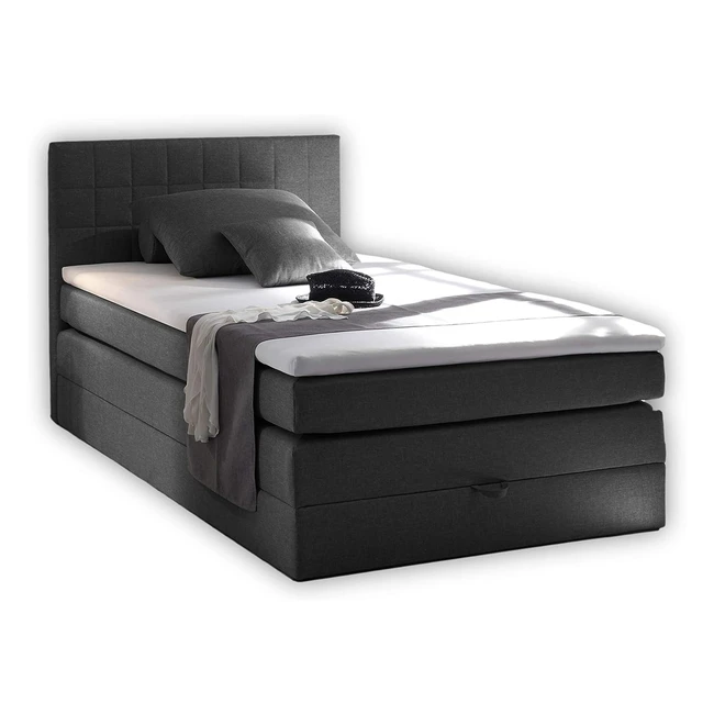 Hawaii 2 Boxspringbett 120x200 mit Bettkasten - Bequemes Bett mit 7-Zonen-Federkern Matratze H2/H3 - 121 x 107 x 209 cm BHT