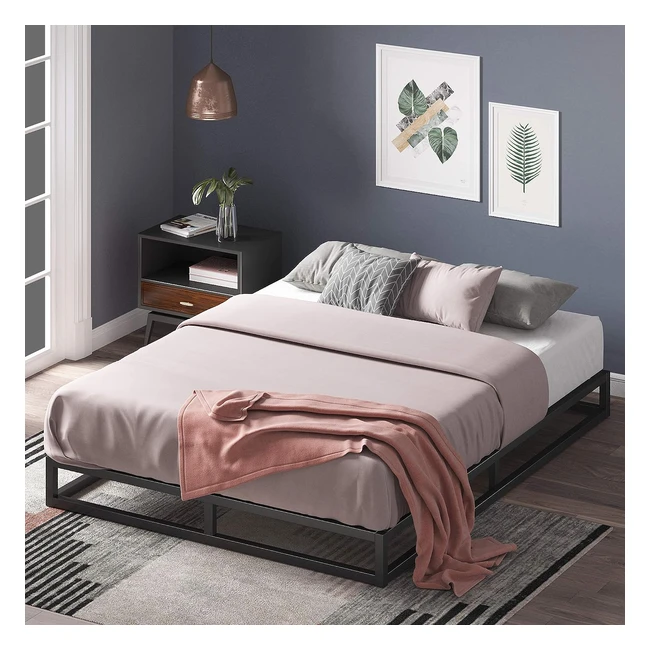 Zinus Joseph 15 cm Metallrahmenbett - Lattenrost - Holzlattenunterstützung - Stauraum - 140 x 200 cm - Schwarz