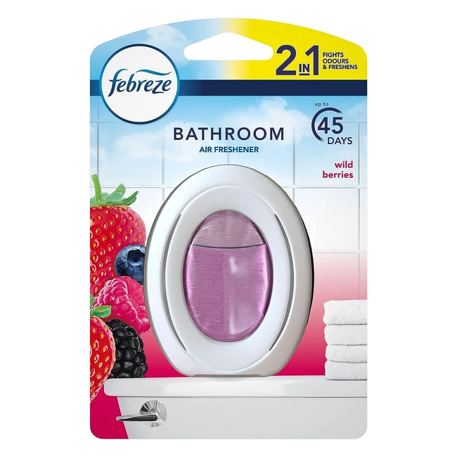 Febreze Bathroom Air Freshener - Berry Pack of 8 - Longlasting, Fresh Scent