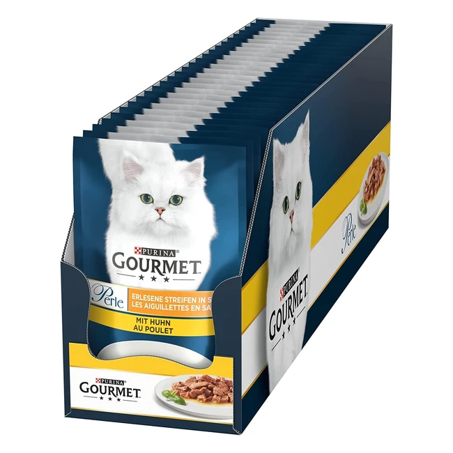 Purina Gourmet Perle Exquisite Stripes Nassfutter mit Hühnchen, 26er Pack (26 x 85 g) - Hohe Qualität