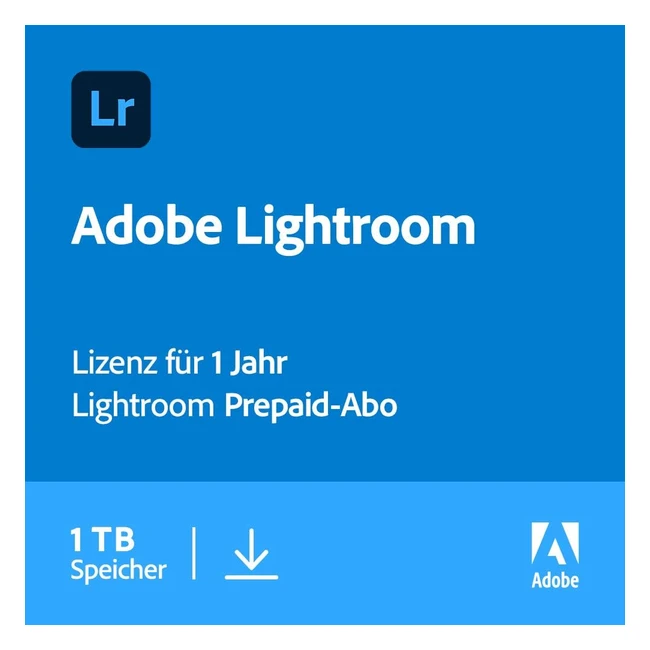 Adobe Photoshop Lightroom inkl 1TB Cloud-Speicher - 12 Monate Abonnementkarte -