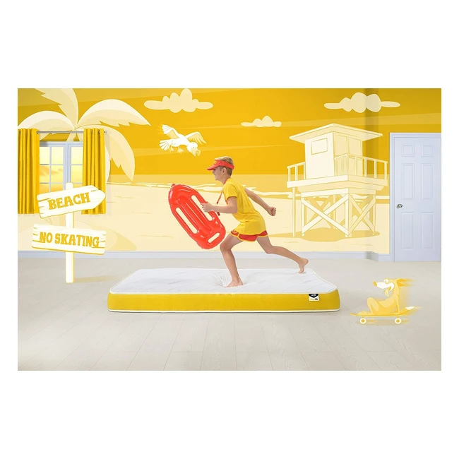 Jaybe Simply Kids Antiallergy Pocket Sprung Mattress - Steel Spring, Hypoallergenic Airflow Fibre, White/Yellow - Single