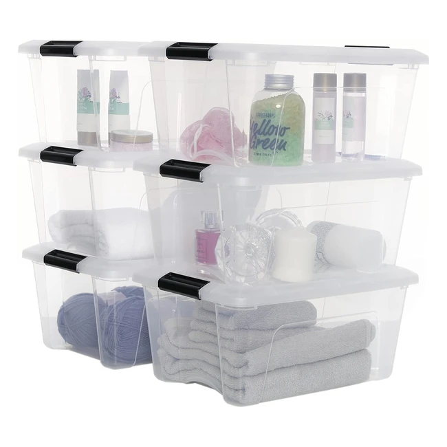 Caja de Almacenamiento Iris Ohyama 15L - Lote de 6 - Transparente