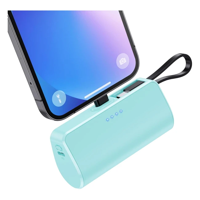 Mini Batterie Externe 5200mAh pour iPhone - Ultra Compact PD 30A Power Bank - Chargeur Portable Compatible avec iPhone, Samsung, Xiaomi - Vert