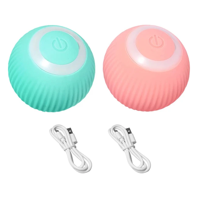 Jouet interactif pour chat - Dongker 2 pièces - Rotation automatique à 360 degrés - Chargement USB - Vert/Rose