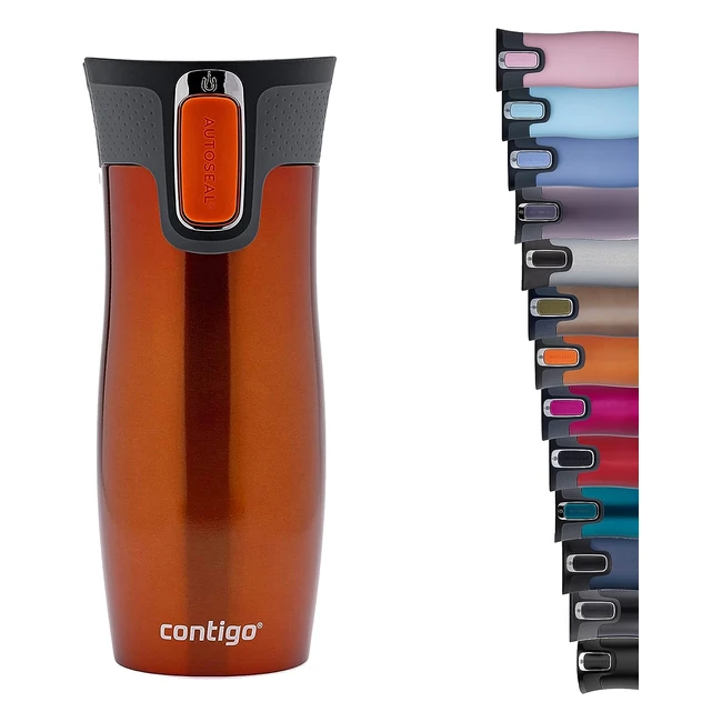 Contigo Tazza Termica West Loop Autoseal 470ml - Tenuta Stagna - Acciaio Inossidabile - BPA Free