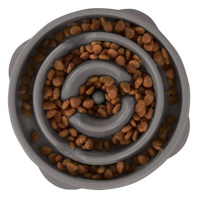 Outward Hound Fun Feeder Slo Bowl - Slow Feeder Dog Bowl - Medium/Mini Grey