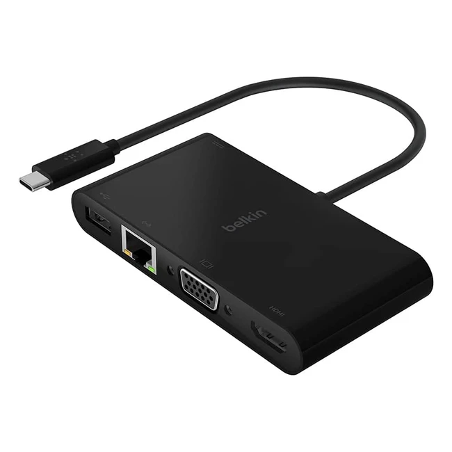 Adaptateur chargeur USB-C multimdia Belkin GBE HDMI VGA USBA noir 100W PD