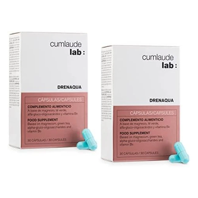 Drenaqua Duplo: Complemento Alimenticio Diurético para Retención de Líquidos - Té Verde, Prebióticos, Magnesio y Vitamina B6 - Pack 2x30 Cápsulas