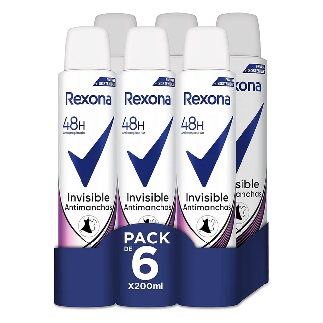 Rexona Invisible Desodorante Antitranspirante Mujer 200ml - Pack 6