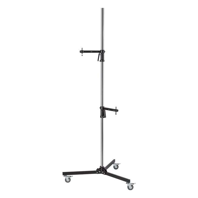 Walimex Pro Stativ mit Rollen und 2 Klemmhaltern - Stabil, verstellbar, hochwertige Verarbeitung