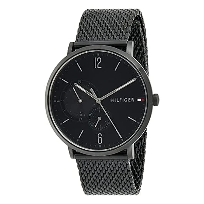 Reloj Tommy Hilfiger Hombre - Analógico de Cuarzo, Multifunción, Correa de Malla de Acero Inoxidable Negro