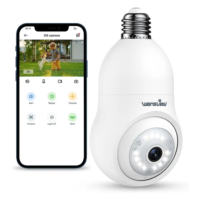 Caméra de surveillance wifi extérieure sans fil Wansview ampoule 2k IP étanche suivi humain vision nocturne couleur audio bidirectionnel