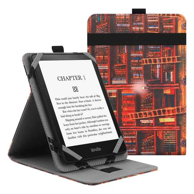 Custodia Universale Vovipo per Kindle Paperwhite, Ebook Readers - Compatibile con Kindle, Kobo, Pocketbook, Sony - Stand Cover con Cinturino - Ref: 668