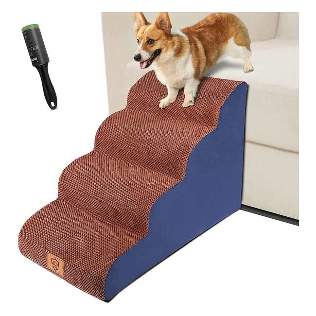 Escaliers pour chien 4 marches en mousse haute densité - Large et antidérapant - Idéal pour animaux de compagnie blessés - Housse amovible lavable