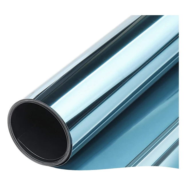 Vinilo Ventana Efecto Espejo Anti Sol - Protección UV y Privacidad - Azul/Plata - 40x200cm