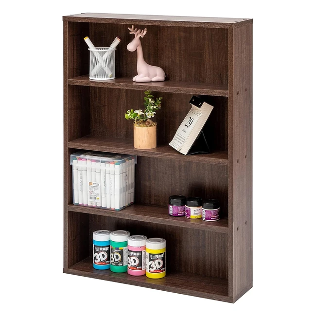 Wooden Comic Book Rack - Iris Ohyama Cork8460 - 4 Shelves - Water Resistant - Office/Bedroom/Living Room