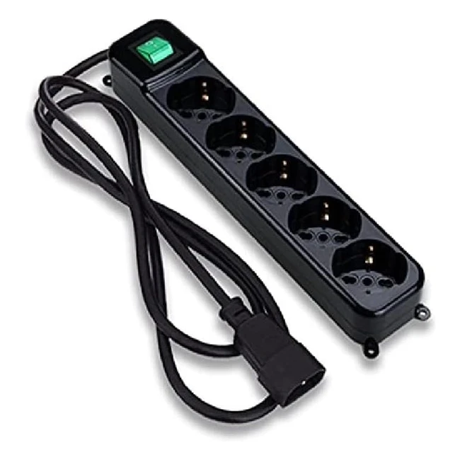 Multiprise Tecnoware avec protection de sécurité et interrupteur lumineux - 5 sorties inclinées