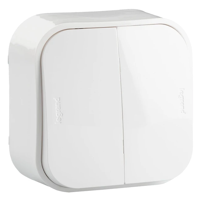 Interrupteur mural double blanc Legrand 782406 - Installation facile - Protection contre les gouttes d'eau