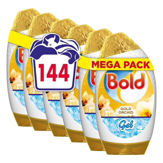 Bold Washing Liquid Detergent Gel 144 Washes 840ml x 6 - Gold Orchid Lenor Fres
